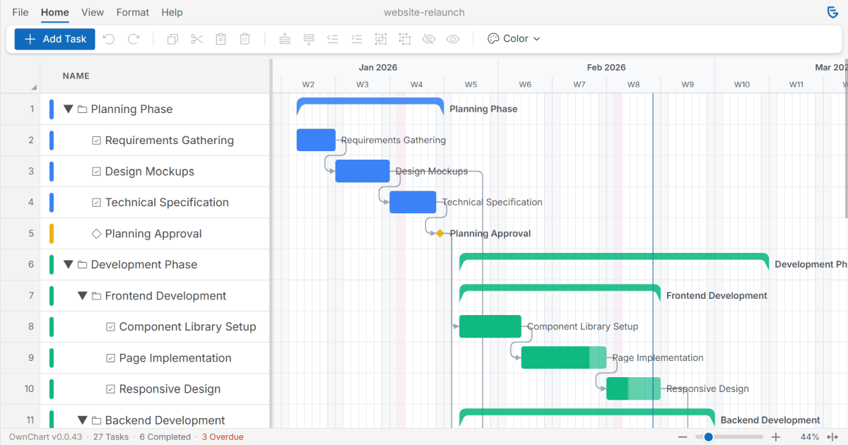 OwnChart Gantt-Chart App Preview
